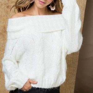 🔥Cable Knit Solid Cowl Neck Long Sleeve Sweater